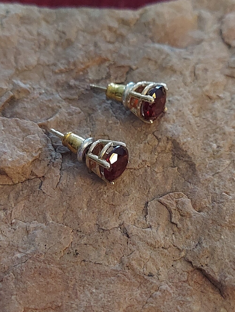 14k Red Garnet Studs View 4